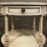 Antique French Louis XVI Painted Oval Side Table with Leather Top