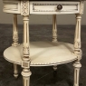 Antique French Louis XVI Painted Oval Side Table with Leather Top