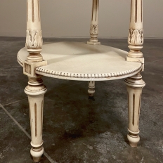 Antique French Louis XVI Painted Oval Side Table with Leather Top