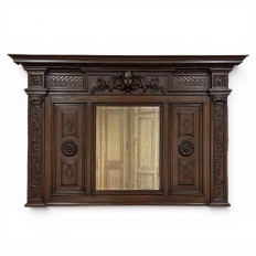 Antique Italian Renaissance Mantel Mirror in Walnut