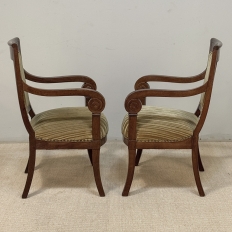 Pair of French Empire Period Mahogany Ormolu Armchairs ~ Fauteuils