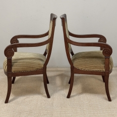 Pair of French Empire Period Mahogany Ormolu Armchairs ~ Fauteuils