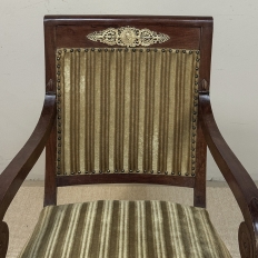 Pair of French Empire Period Mahogany Ormolu Armchairs ~ Fauteuils
