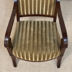 Pair of French Empire Period Mahogany Ormolu Armchairs ~ Fauteuils