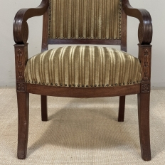 Pair of French Empire Period Mahogany Ormolu Armchairs ~ Fauteuils
