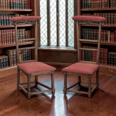 Pair 19th Century French Walnut Neogothic Prayer Kneelers