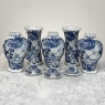 Set of Five 18th Century Dutch Delft Biblical-Themed Garniture Vases