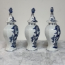 Set of Five 18th Century Dutch Delft Biblical-Themed Garniture Vases