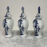 Set of Five 18th Century Dutch Delft Biblical-Themed Garniture Vases