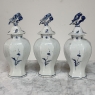 Set of Five 18th Century Dutch Delft Biblical-Themed Garniture Vases