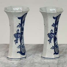 Set of Five 18th Century Dutch Delft Biblical-Themed Garniture Vases