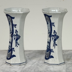 Set of Five 18th Century Dutch Delft Biblical-Themed Garniture Vases