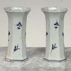 Set of Five 18th Century Dutch Delft Biblical-Themed Garniture Vases
