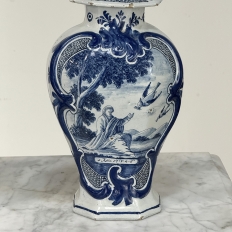 Set of Five 18th Century Dutch Delft Biblical-Themed Garniture Vases