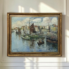 Antique Framed Oil Painting on Canvas by Rene Clarot (1882-1972)