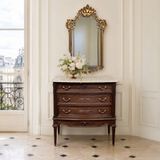 Antique Italian Gilded and Painted Rococo Style Mirror