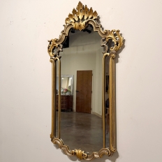 Antique Italian Gilded and Painted Rococo Style Mirror
