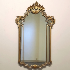 Antique Italian Gilded and Painted Rococo Style Mirror