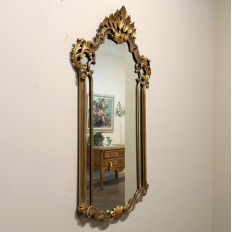 Antique Italian Gilded and Painted Rococo Style Mirror
