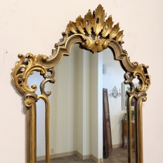 Antique Italian Gilded and Painted Rococo Style Mirror