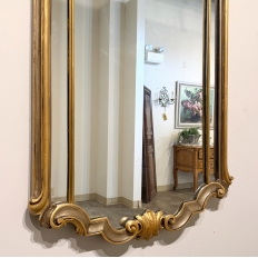 Antique Italian Gilded and Painted Rococo Style Mirror