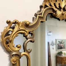 Antique Italian Gilded and Painted Rococo Style Mirror
