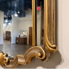 Antique Italian Gilded and Painted Rococo Style Mirror