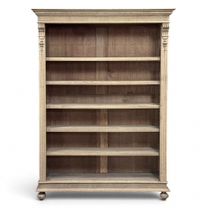 Antique Dutch Neoclassical Open Bookcase in Solid Stripped White Oak