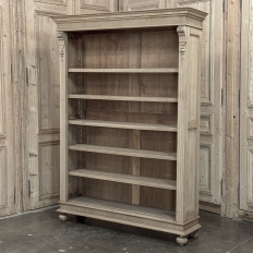 Antique Dutch Neoclassical Open Bookcase in Solid Stripped White Oak
