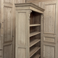 Antique Dutch Neoclassical Open Bookcase in Solid Stripped White Oak