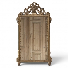 19th Century Italian Louis XVI Hand-Carved Giltwood and Painted Mirror