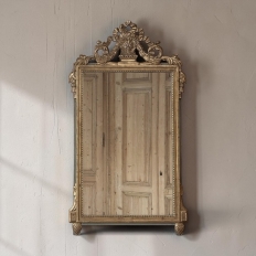 19th Century Italian Louis XVI Hand-Carved Giltwood and Painted Mirror