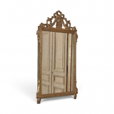 19th Century Italian Louis XVI Hand-Carved Giltwood and Painted Mirror