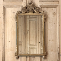 19th Century Italian Louis XVI Hand-Carved Giltwood and Painted Mirror