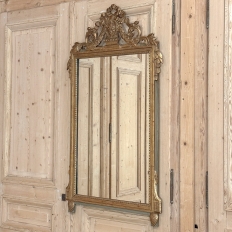 19th Century Italian Louis XVI Hand-Carved Giltwood and Painted Mirror