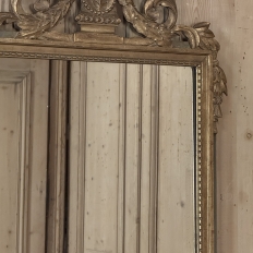 19th Century Italian Louis XVI Hand-Carved Giltwood and Painted Mirror