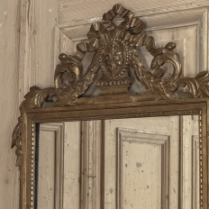 19th Century Italian Louis XVI Hand-Carved Giltwood and Painted Mirror