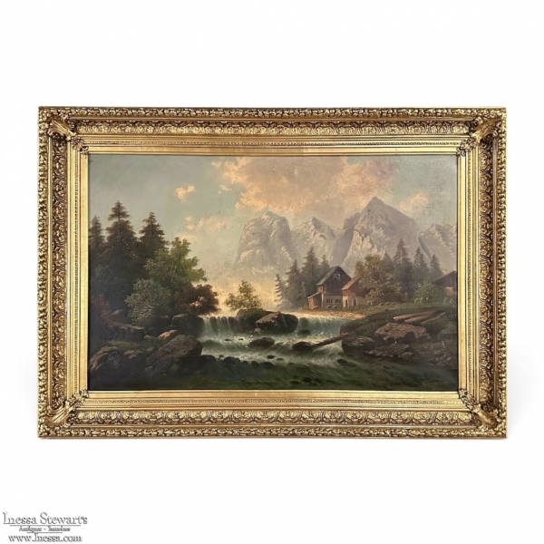 19th Century Framed Oil Painting on Canvas by R. Waldau