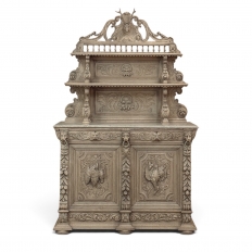 19th Century French Renaissance Hunt Buffet in Stripped Oak