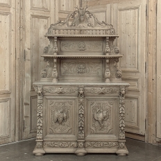 19th Century French Renaissance Hunt Buffet in Stripped Oak
