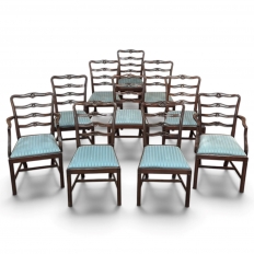 Set of 10 Edwardian Mahogany Dining Chairs includes 2 Armchairs