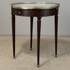 19th Century French Louis XVI Mahogany Marble Top Bouillotte Table