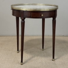 19th Century French Louis XVI Mahogany Marble Top Bouillotte Table