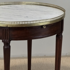 19th Century French Louis XVI Mahogany Marble Top Bouillotte Table