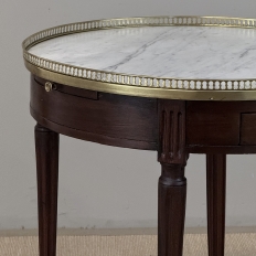 19th Century French Louis XVI Mahogany Marble Top Bouillotte Table
