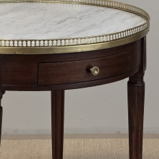 19th Century French Louis XVI Mahogany Marble Top Bouillotte Table