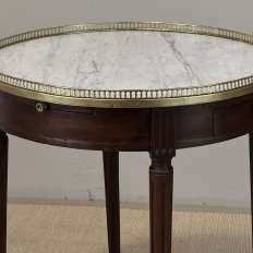 19th Century French Louis XVI Mahogany Marble Top Bouillotte Table