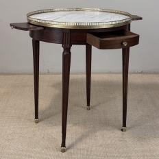 19th Century French Louis XVI Mahogany Marble Top Bouillotte Table