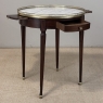 19th Century French Louis XVI Mahogany Marble Top Bouillotte Table