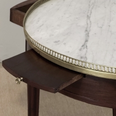 19th Century French Louis XVI Mahogany Marble Top Bouillotte Table